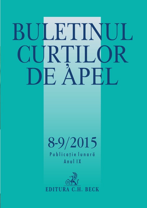 Imagine Buletinul Curtilor de Apel, Nr. 8-9/2015