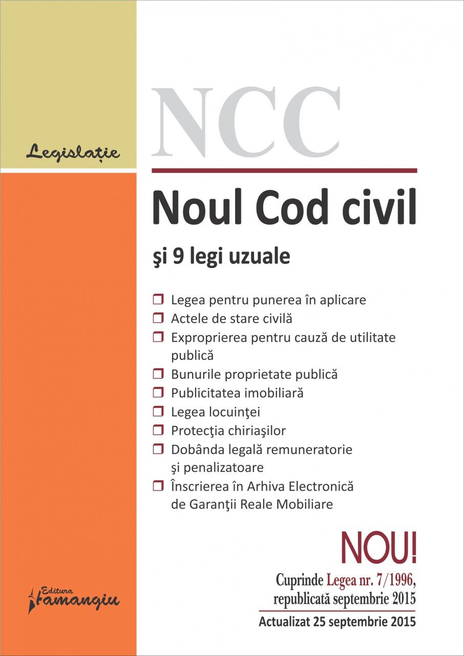 Imagine Noul Cod civil si 9 legi uzuale 25.09.2015
