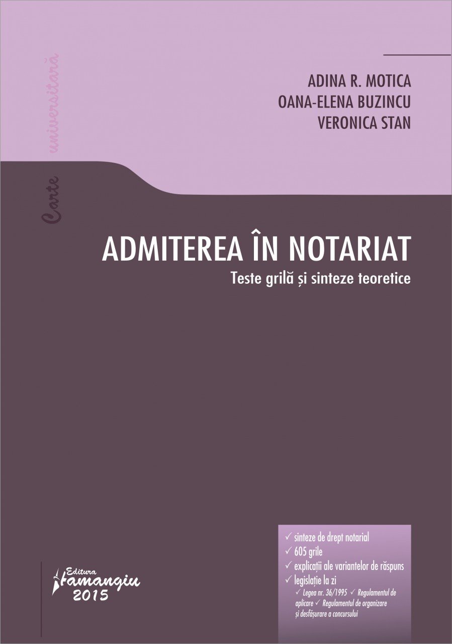 Imagine Admiterea in notariat. Teste grila si sinteze teoretice