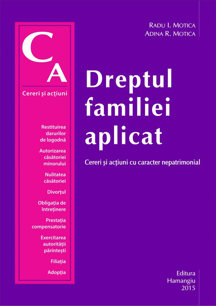 Imagine Dreptul familiei aplicat. Cereri si actiuni cu caracter nepatrimonial