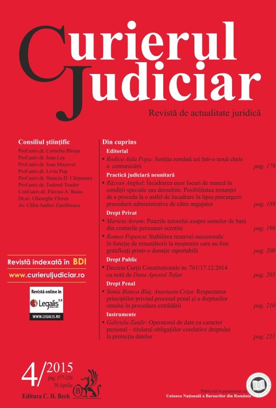 Imagine Curierul Judiciar, Nr. 4/2015