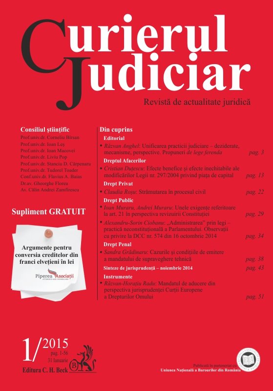 Imagine Curierul Judiciar, Nr. 1/2015