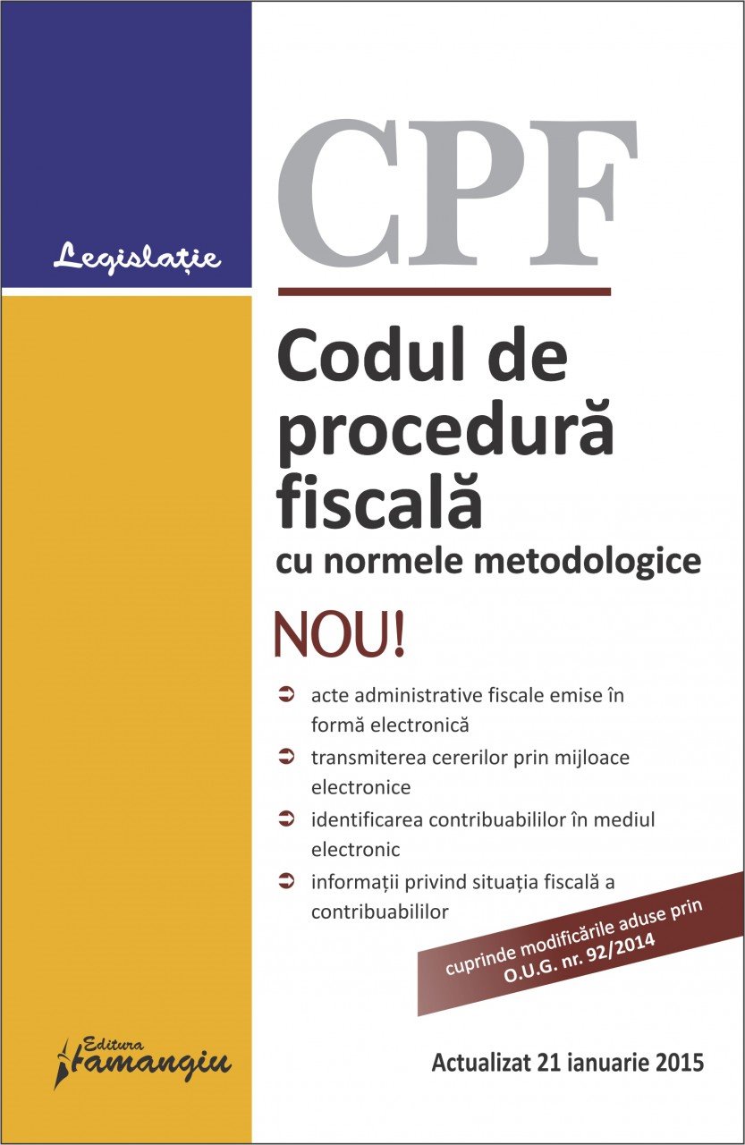 Imagine Codul de procedura fiscala cu normele metodologice 21.01.2015