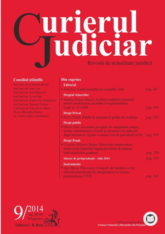 Imagine Curierul Judiciar, Nr. 9/2014
