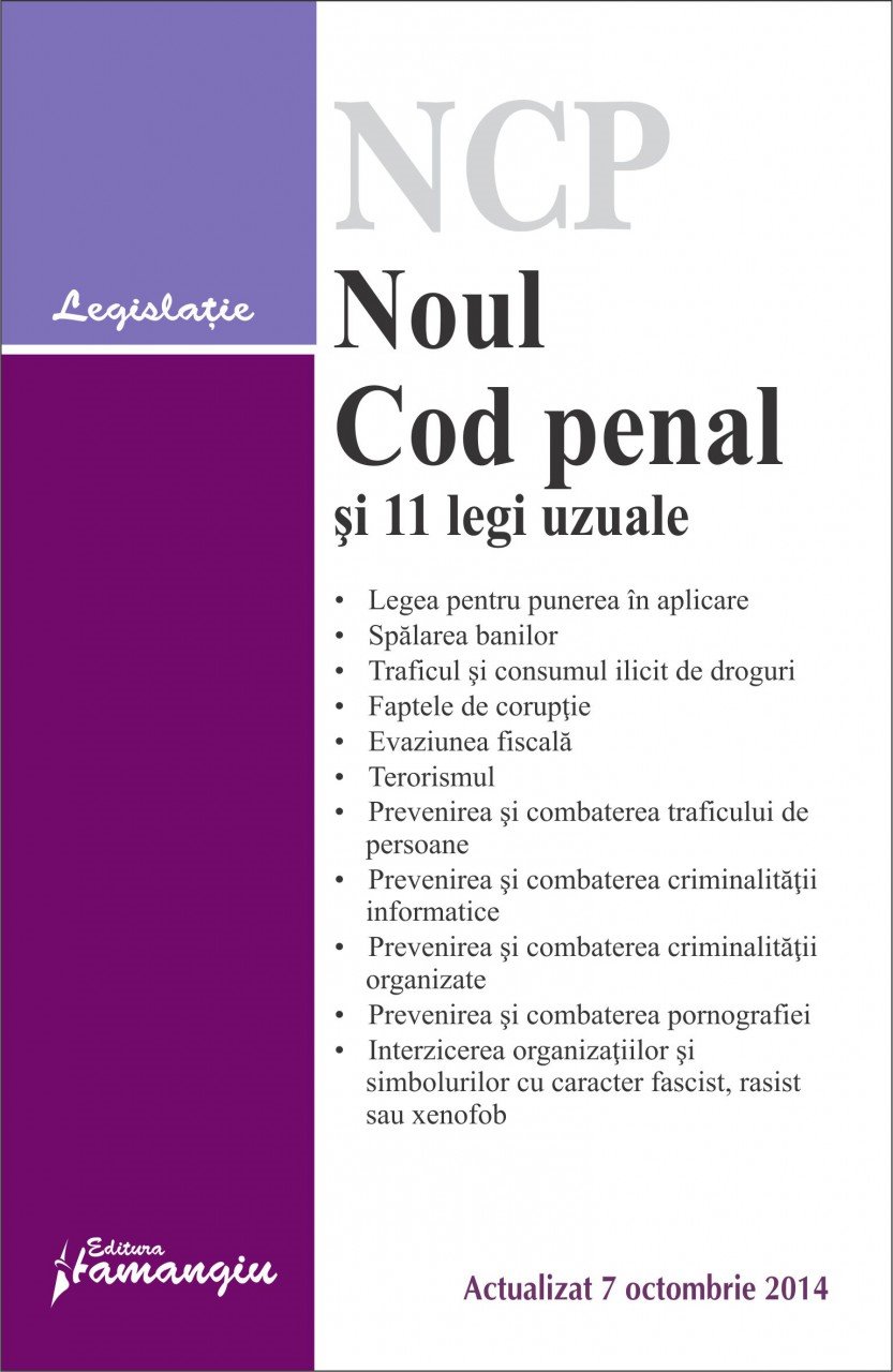 Imagine Noul Cod penal si 11 legi uzuale  7.10.2014