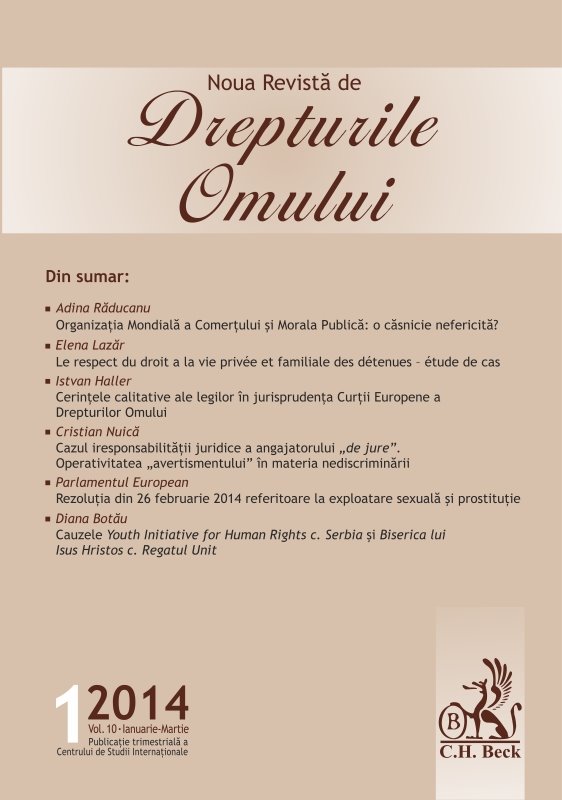 Imagine Noua Revista de Drepturile Omului, Nr. 1/2014