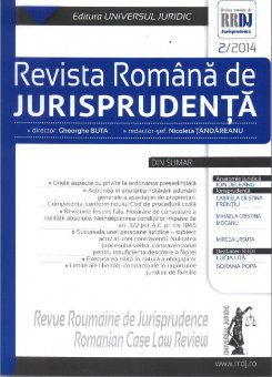 Imagine Revista romana de jurisprudenta nr. 2/2014