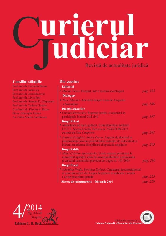 Imagine Curierul Judiciar, Nr. 4/2014