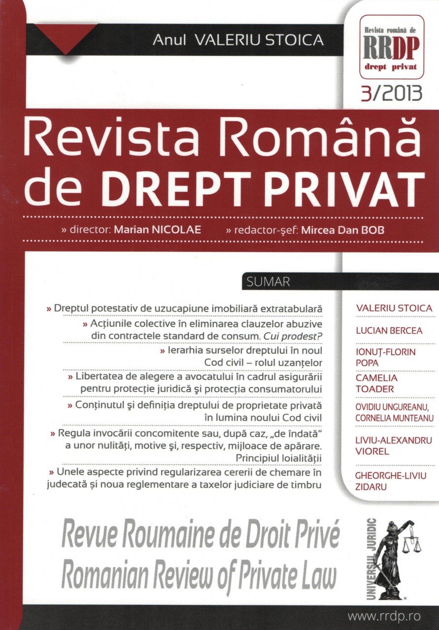 Imagine Revista romana de drept privat nr. 3/2013