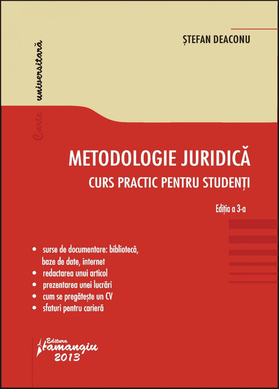 Imagine Metodologie juridica. Curs practic pentru studenti. Editia a 3-a