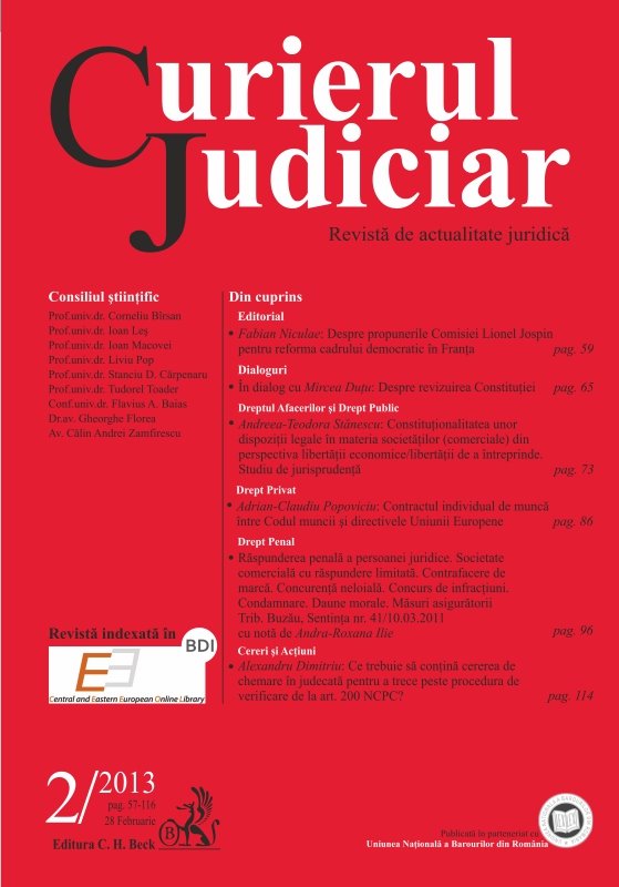 Imagine Curierul Judiciar, Nr. 2/2013