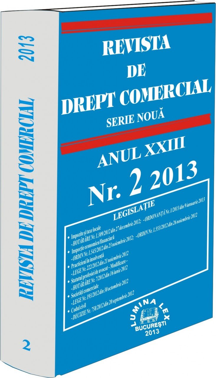 Imagine Revista de Drept Comercial, Nr. 2/2013