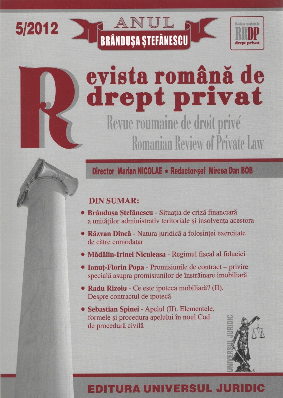 Imagine Revista romana de drept privat nr. 5/2012