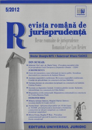 Imagine Revista romana de jurisprudenta nr. 5/2012