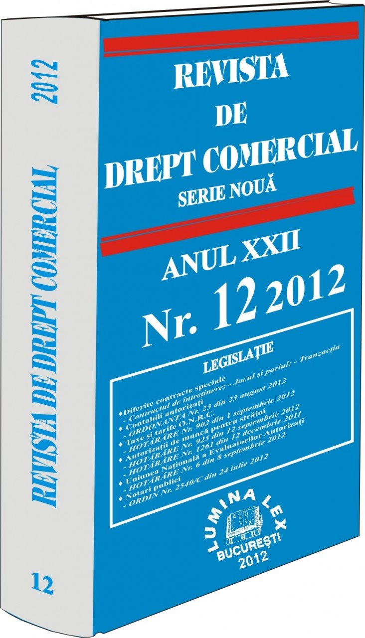 Imagine Revista de Drept Comercial, Nr. 12/2012