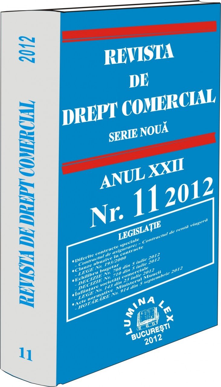 Imagine Revista de Drept Comercial, Nr. 11/2012