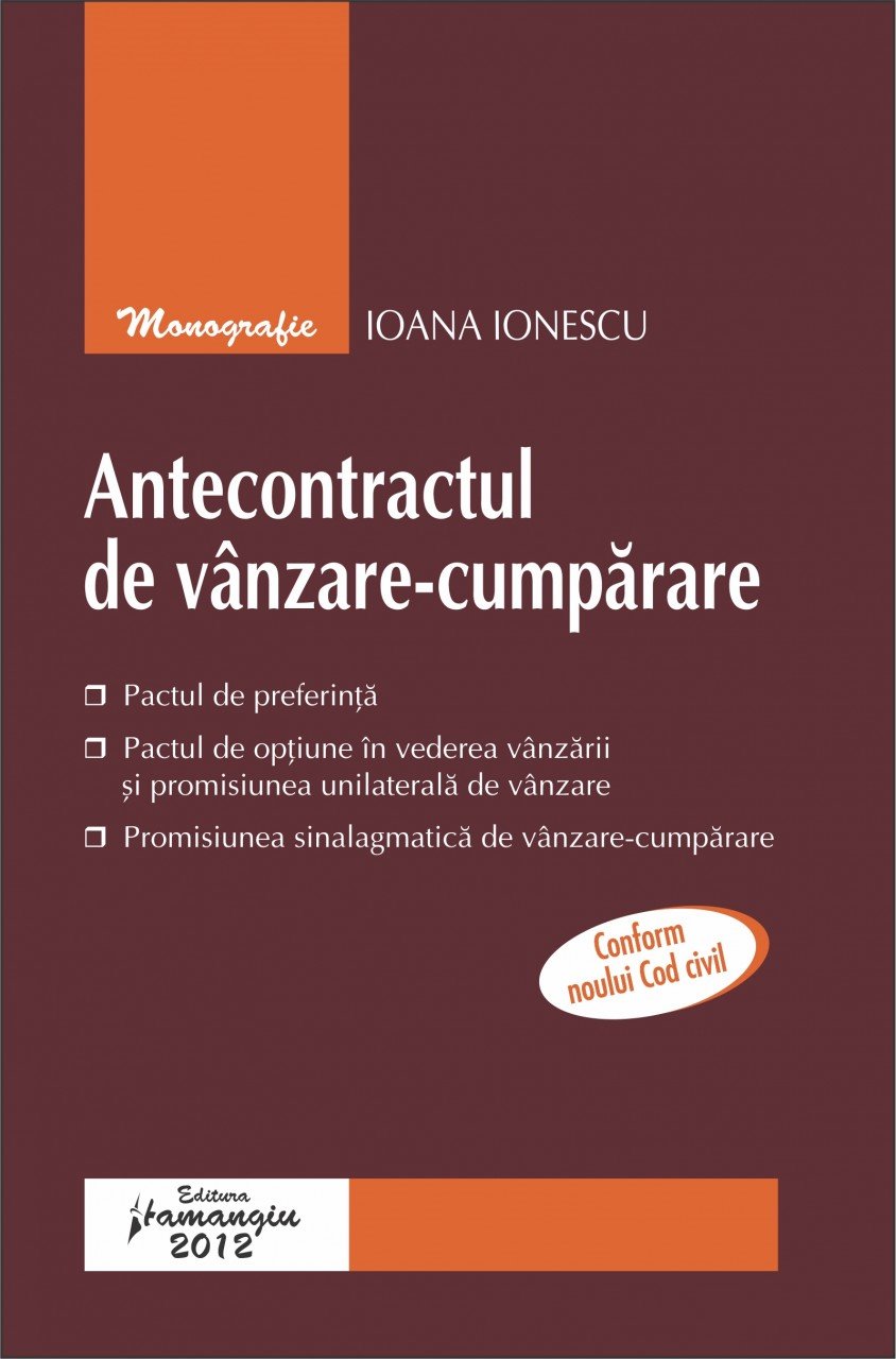 Antecontractul de vanzare-cumparare autor Ioana Ionescu