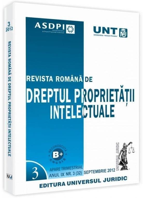 Imagine Revista romana de dreptul proprietatii intelectuale, Nr. 3/2012