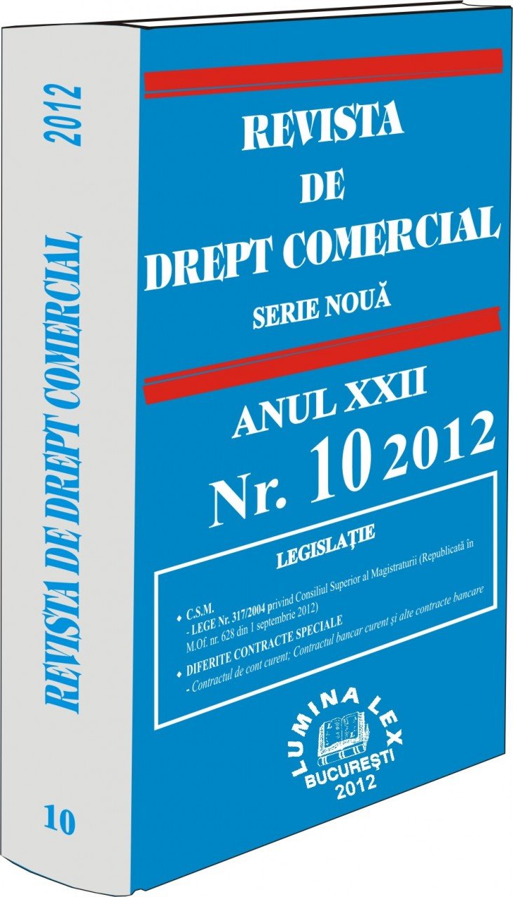 Imagine Revista de Drept Comercial, Nr. 10/2012