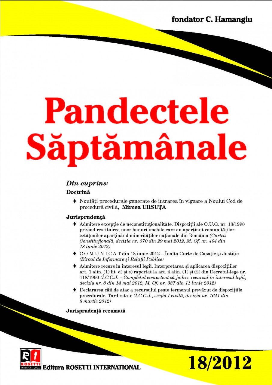 Imagine Pandectele Saptamanale, Nr. 18/2012