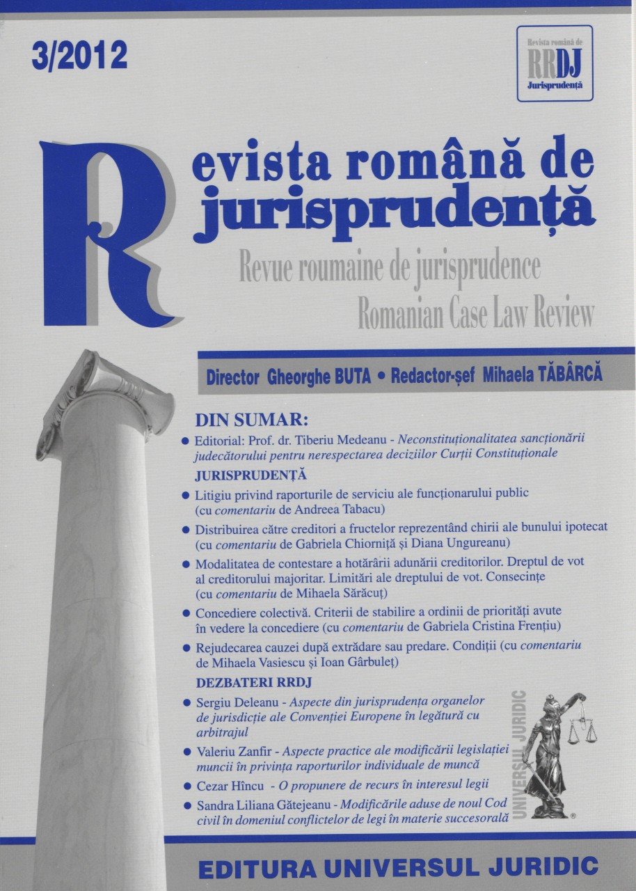 Imagine Revista romana de jurisprudenta nr. 3/2012