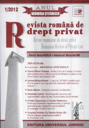 Imagine Revista romana de drept privat nr. 1/2012