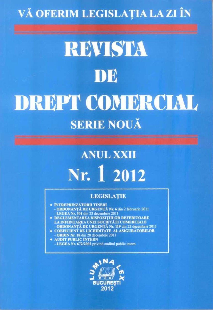 Imagine Revista de drept comercial, Nr. 1/2012