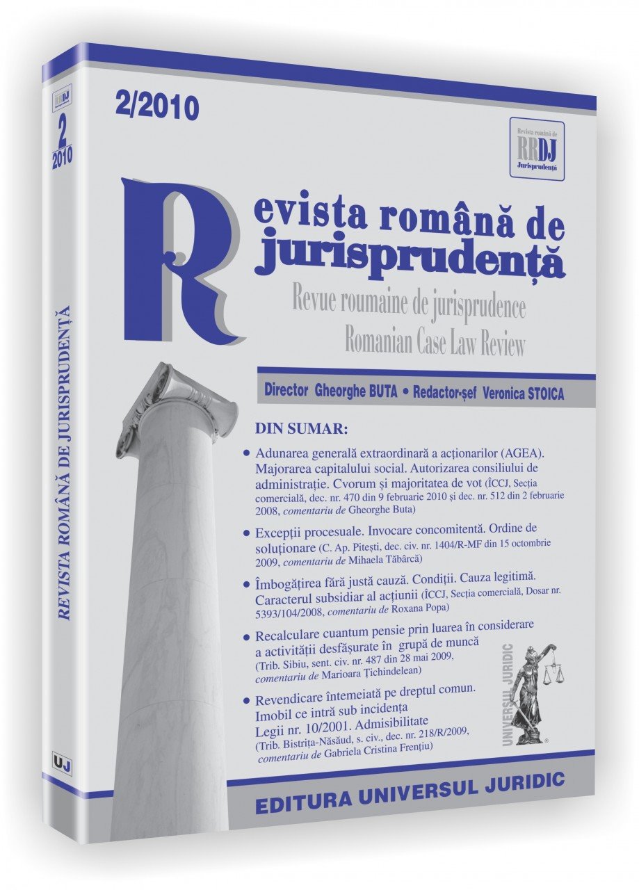 Imagine Revista romana de jurisprudenta, Nr. 2/2010
