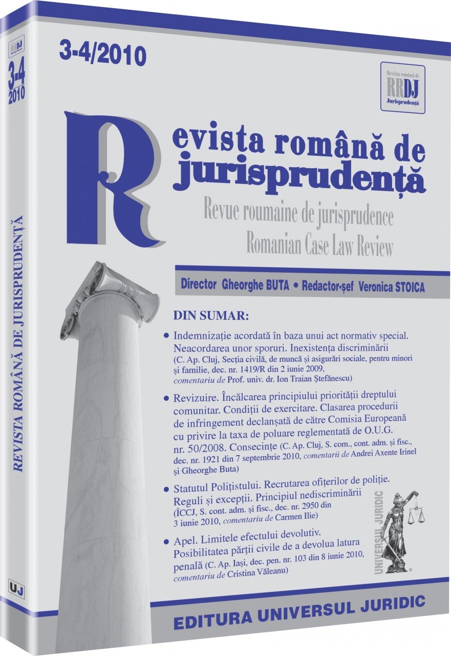 Imagine Revista romana de jurisprudenta, Nr. 3-4/2010