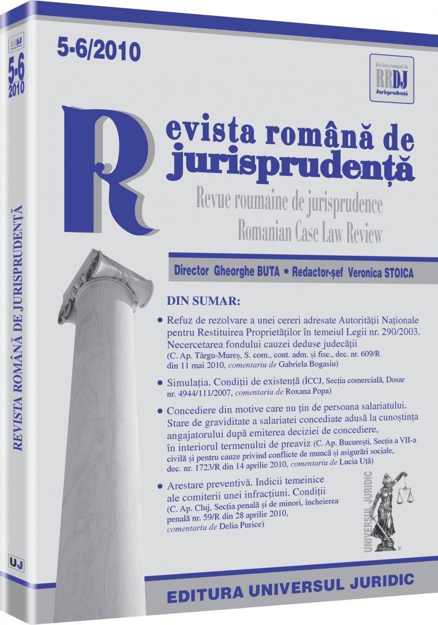 Imagine Revista romana de jurisprudenta, Nr. 5-6/2010