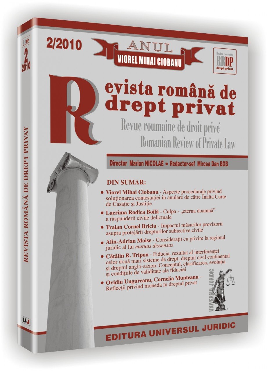Imagine Cuprins Revista romana de drept privat, Nr. 2/2010