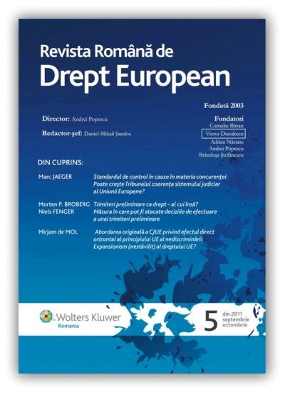 Imagine Revista Romana de Drept European, Nr. 5/2011