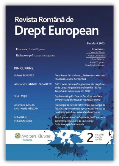 Imagine Revista Romana de Drept European, Nr. 2/2011