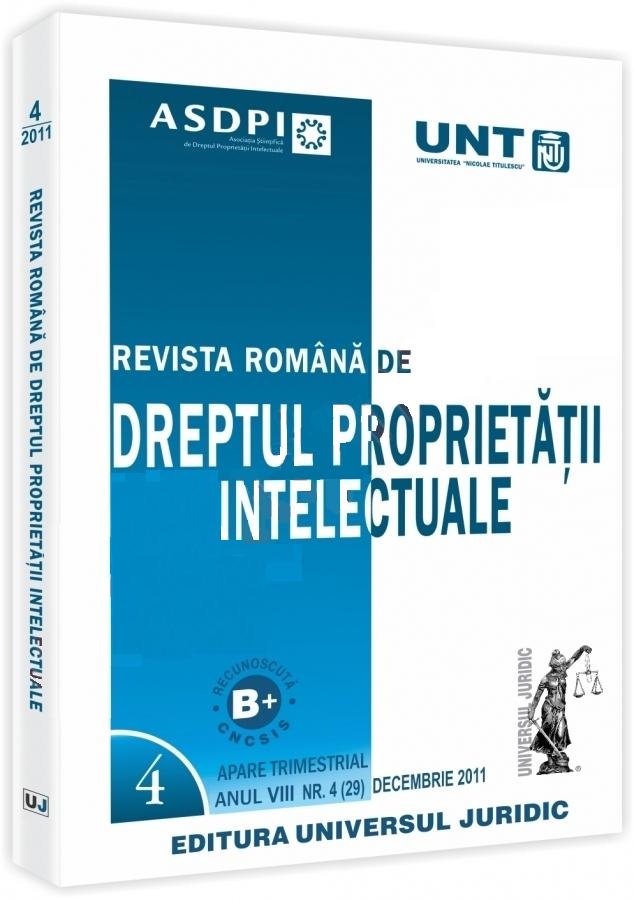 Imagine Revista romana de dreptul proprietatii intelectuale, nr. 4/2011
