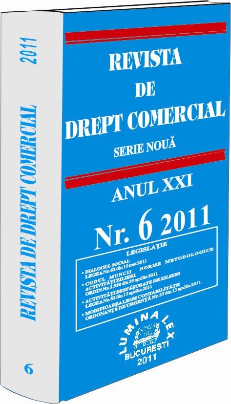 Imagine Revista de drept comercial, Nr. 6/2011