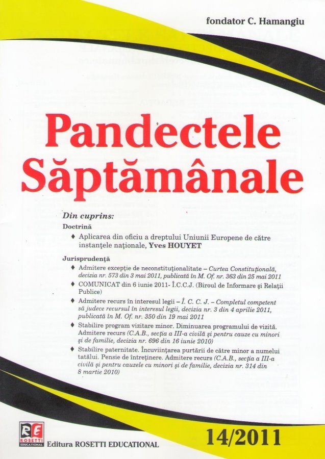 Imagine Pandectele Saptamanale, Nr. 14/2011