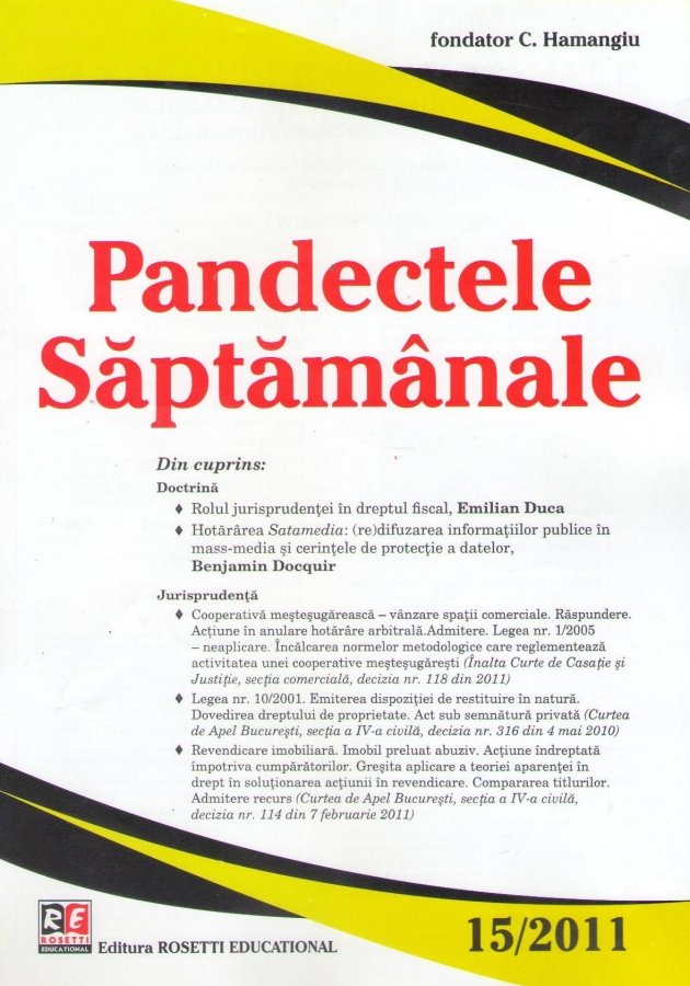 Imagine Pandectele Saptamanale, Nr. 15/2011