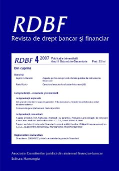 Imagine Revista de drept bancar si financiar, Nr. 4/2007