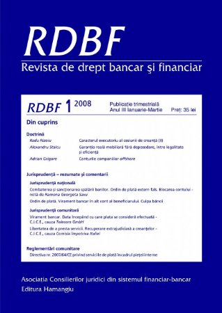 Imagine Revista de drept bancar si financiar, Nr.1/2008