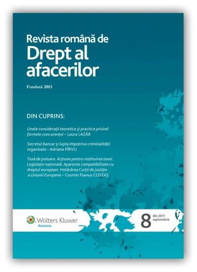 Imagine Revista Romana de Drept al Afacerilor, Nr. 8/2011
