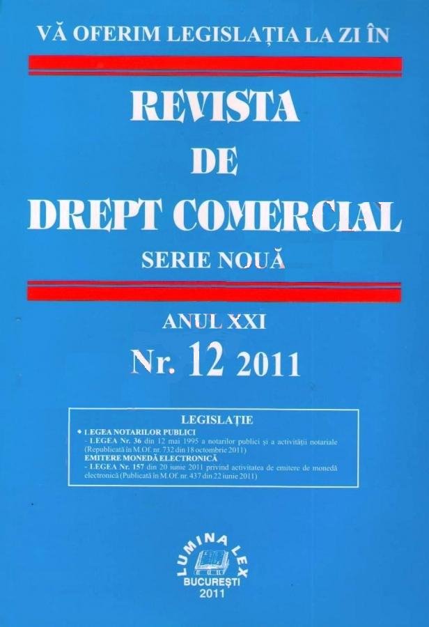 Imagine Revista de drept comercial, Nr. 12/2011