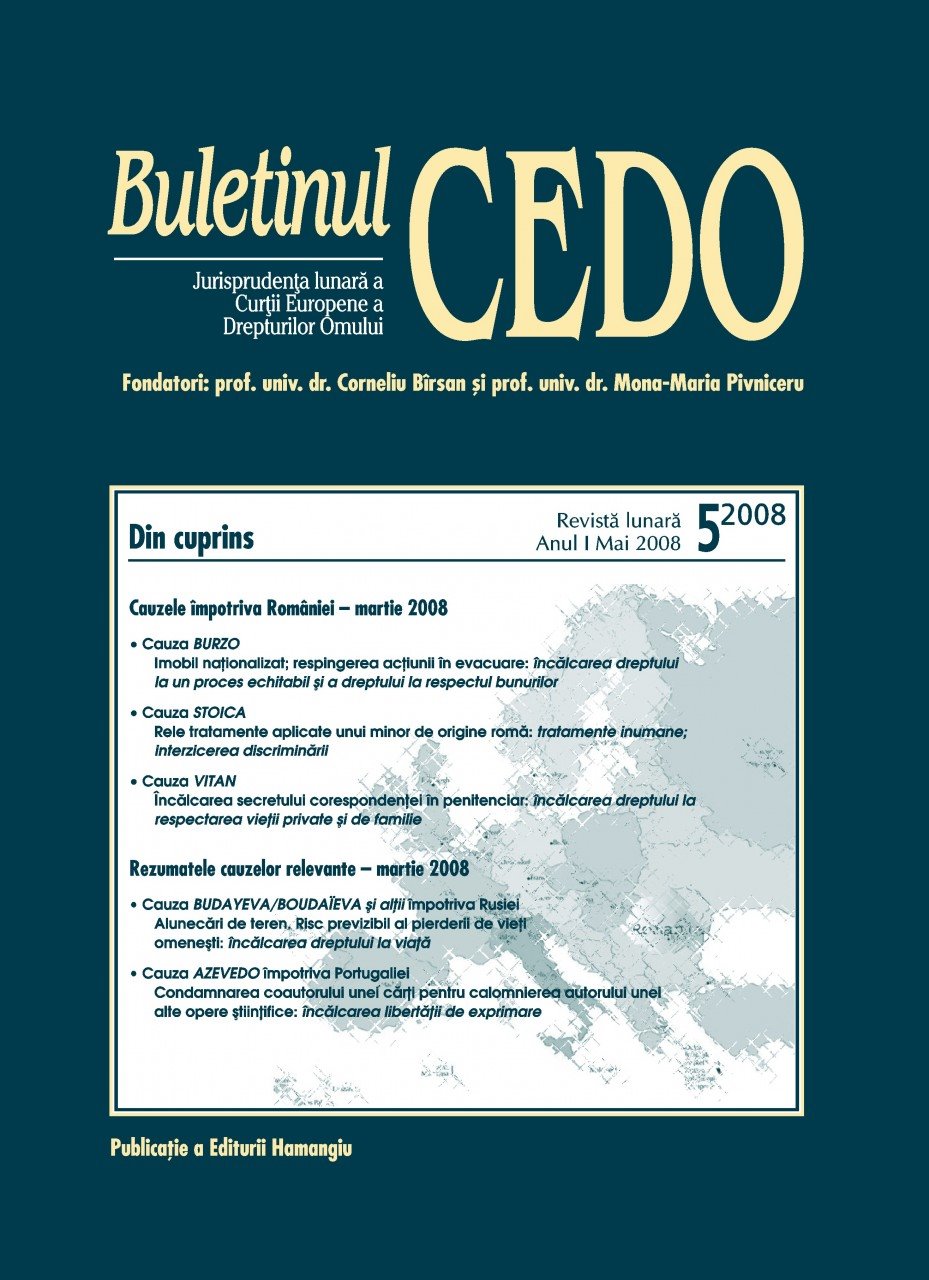 Imagine Buletinul CEDO, Nr. 5/2008