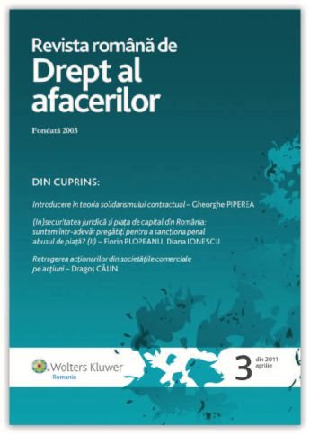 Imagine Revista Romana de Drept al Afacerilor, Nr. 3/2011