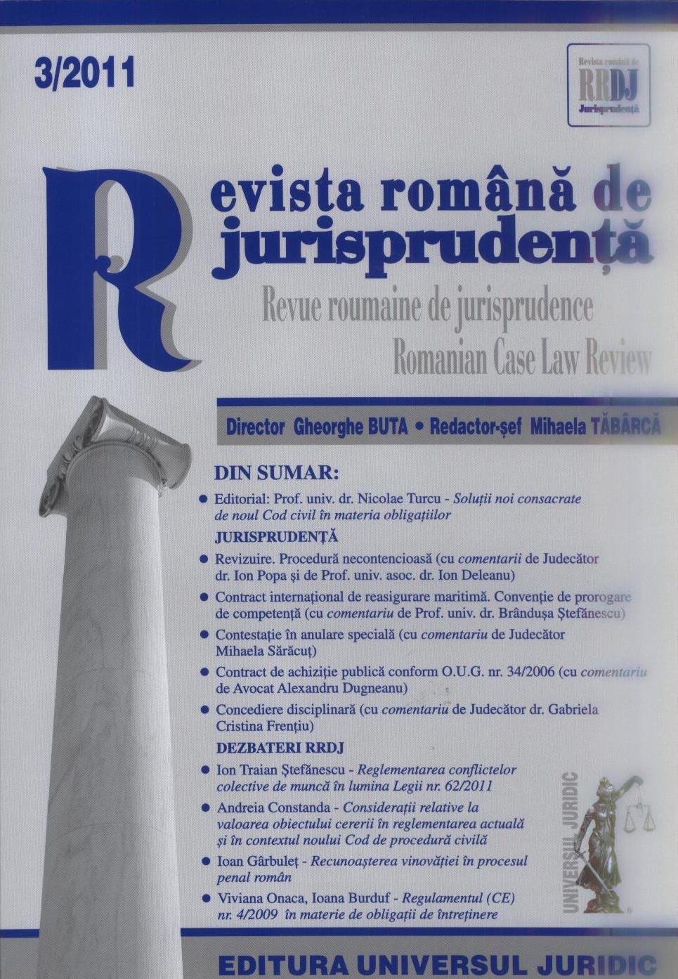 Imagine Revista romana de jurisprudenta, Nr. 3/2011