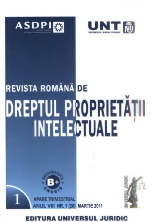 Imagine Revista romana de dreptul proprietatii intelectuale, Nr. 1/2011