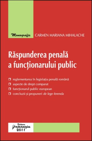 Imagine Raspunderea penala a functionarului public. Monografie