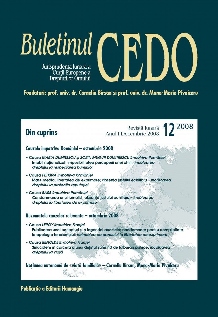 Imagine Buletinul CEDO, Nr. 12/2008
