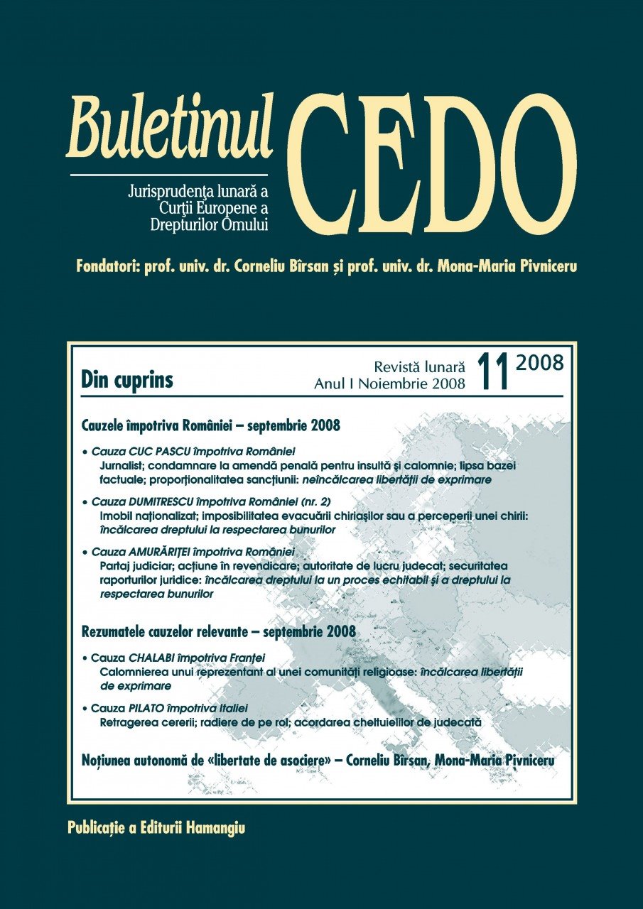 Imagine Buletinul CEDO, Nr. 11/2008