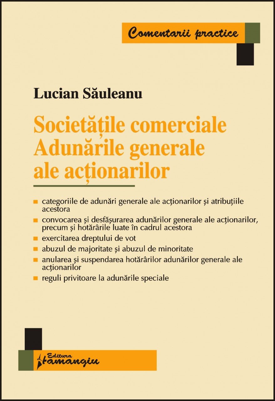 Imagine Societatile comerciale. Adunarile generale ale actionarilor