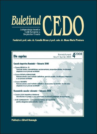 Imagine Buletinul CEDO nr. 4/2008